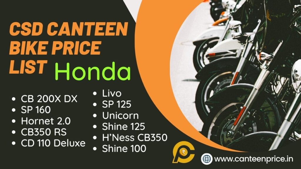 CSD Canteen Honda Bike Price List 2024 CanteenPrice