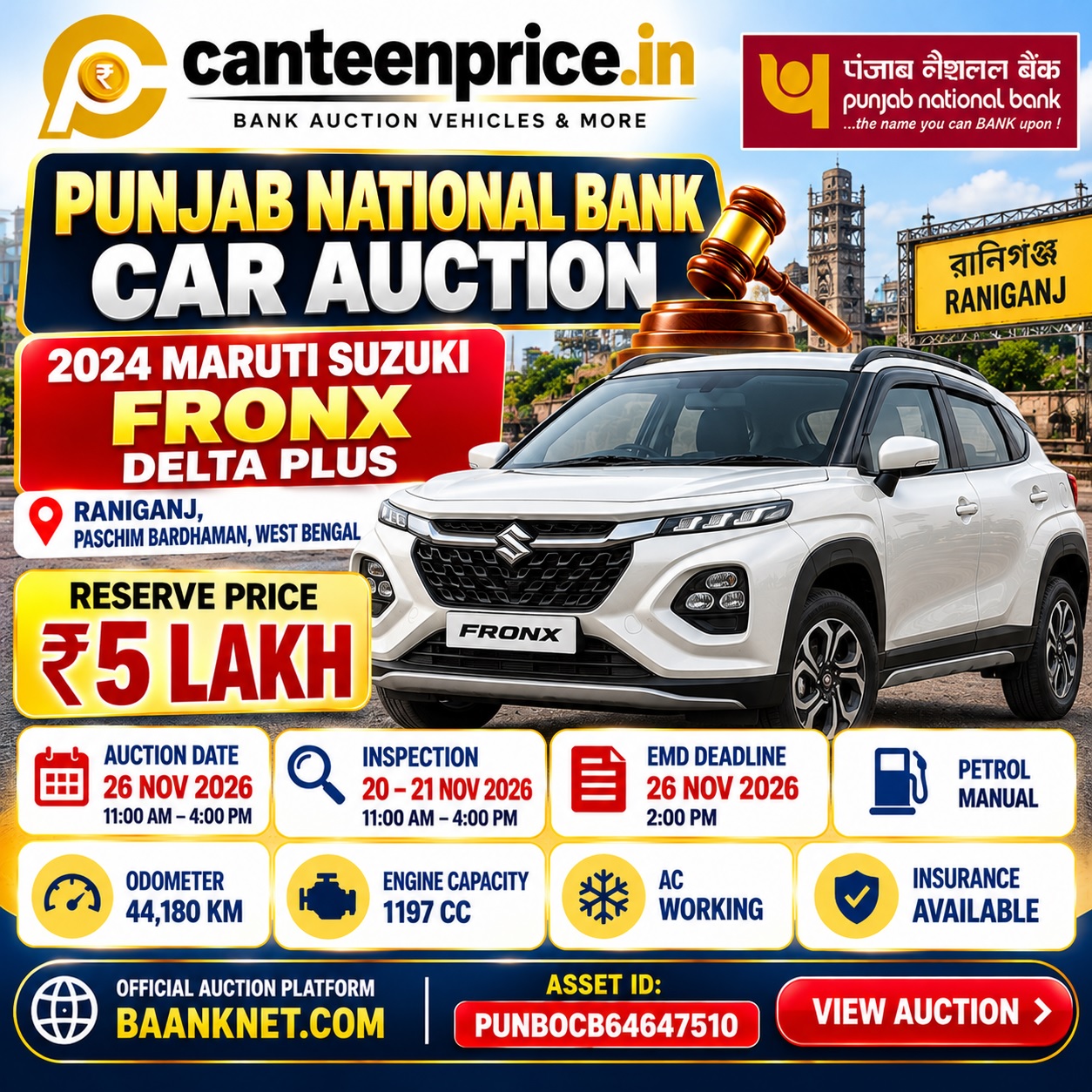 Maruti Fronx Car Auction in West Bengal November 2026